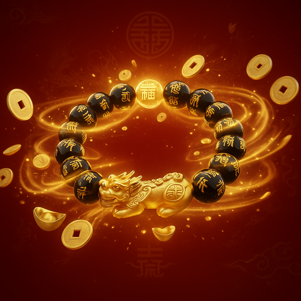 Pulsera Feng Shui Pixiu de Obsidiana Negra