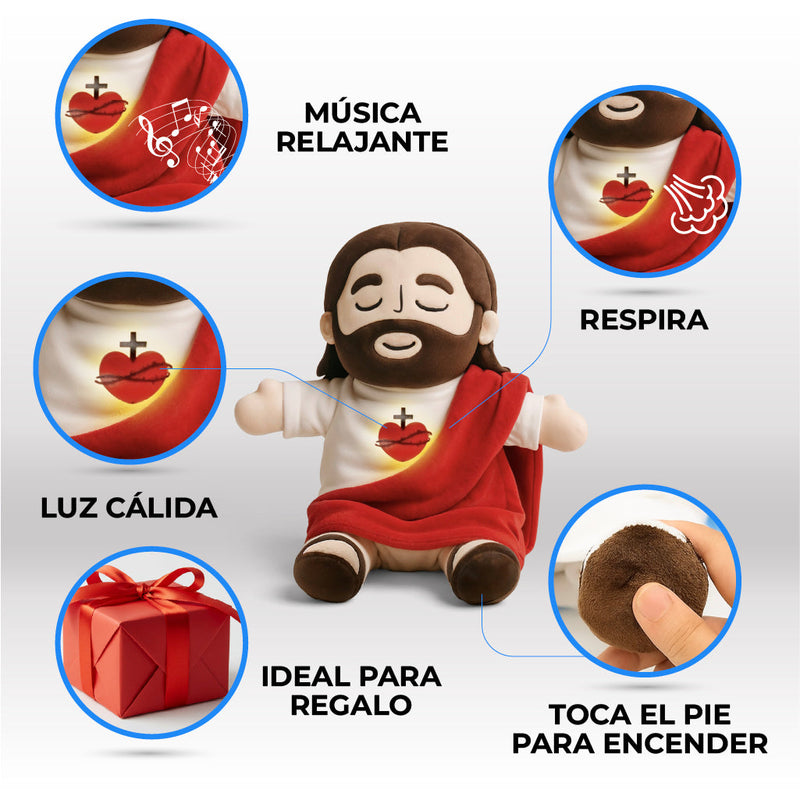 Combo Jesús Confort: Peluche que Respira + Collar del Sagrado Corazón