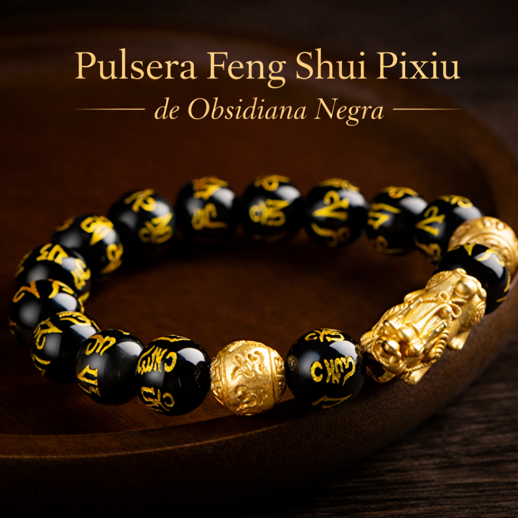 Pulsera Feng Shui Pixiu de Obsidiana Negra
