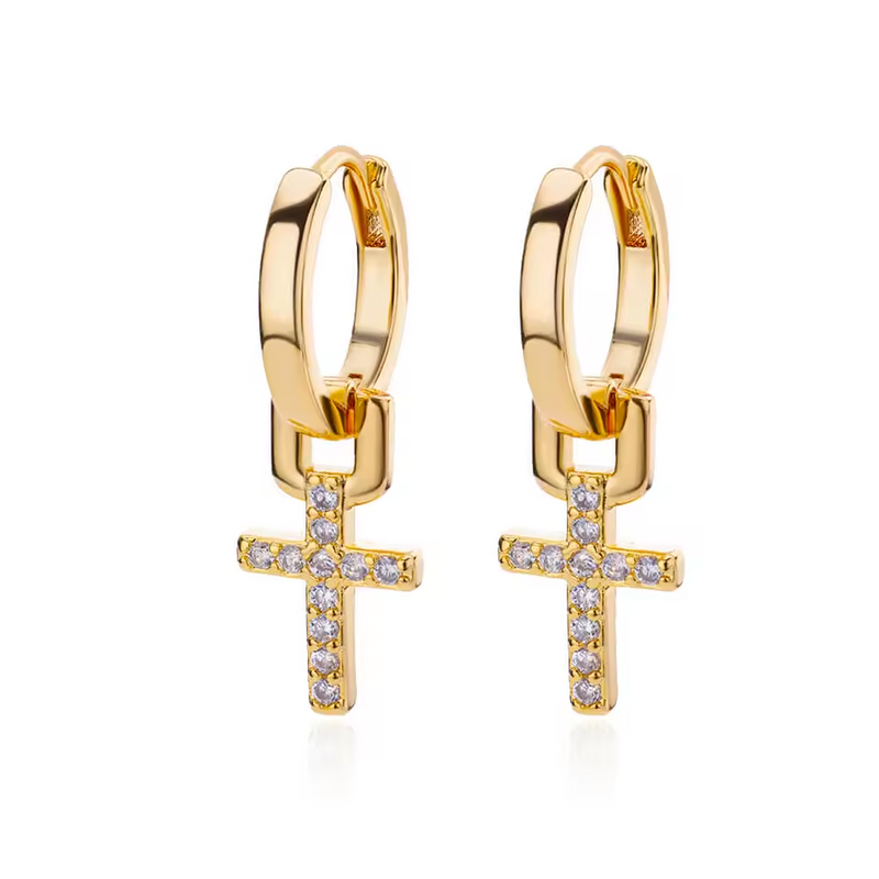 faith-inspired gold cross earrings for women