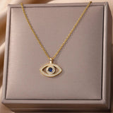 evil eye necklace with zircon crystals close-up