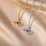 crystal evil eye necklace stainless steel