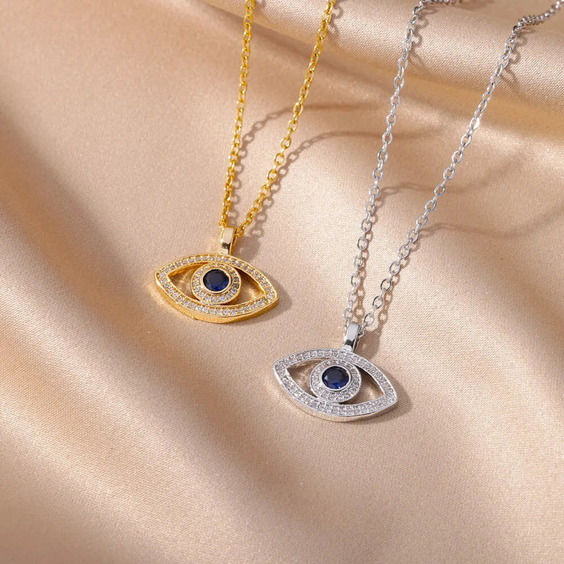 crystal evil eye necklace stainless steel