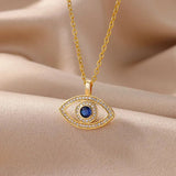 crystal evil eye necklace stainless steel