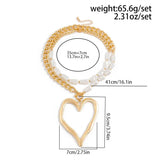 14k gold-plated double-layer heart pendant necklace