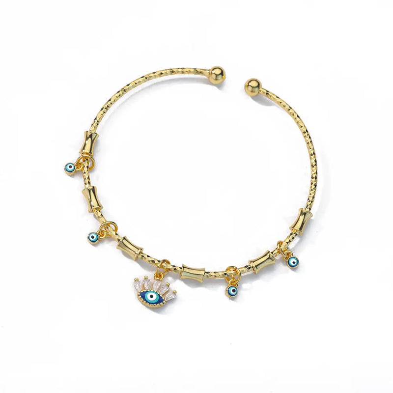 adjustable evil eye bracelet on wrist