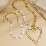 Elegant 2pcs heart pendant necklace with gold chain