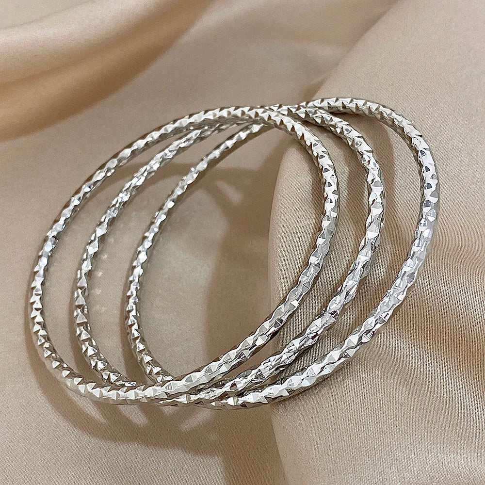 minimalist stainless steel bangles trio