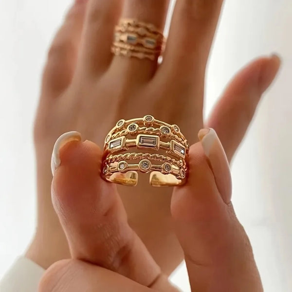18k gold-plated zircon stone ring