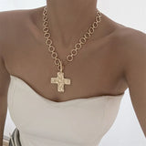 cross buckle necklace 14k gold plated