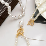 elegant layered faux pearl necklace close-up