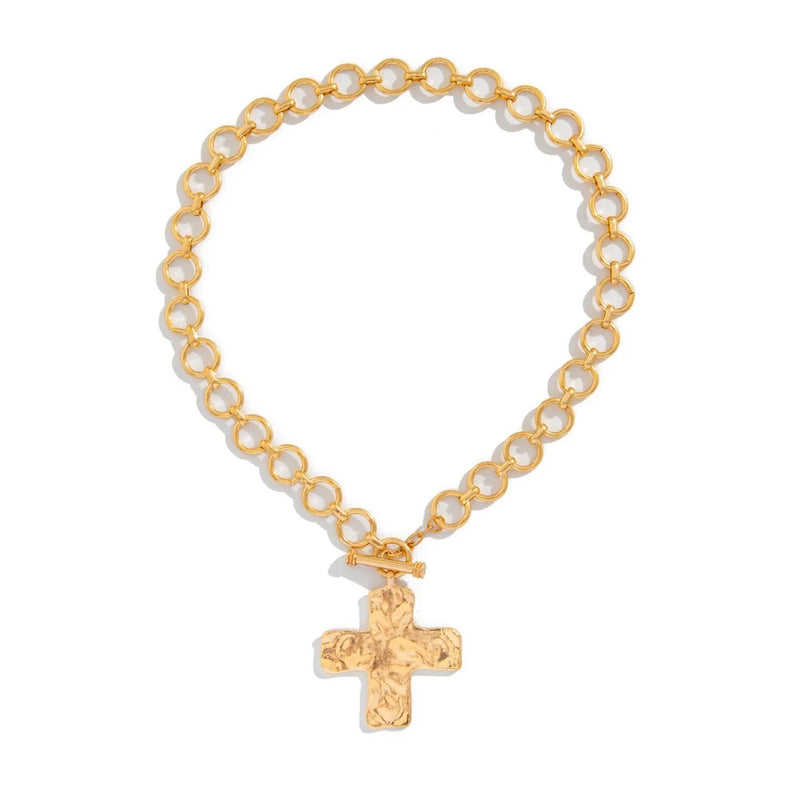 cross buckle necklace 14k gold plated