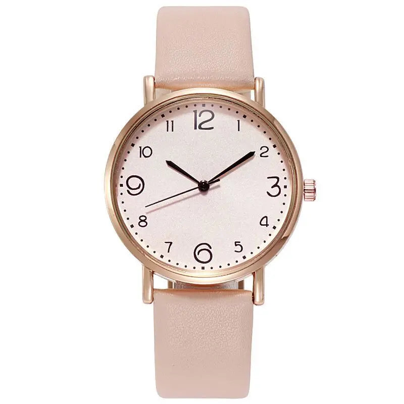 elegant ladies casual watch with leather band