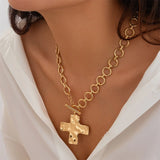 cross buckle necklace 14k gold plated