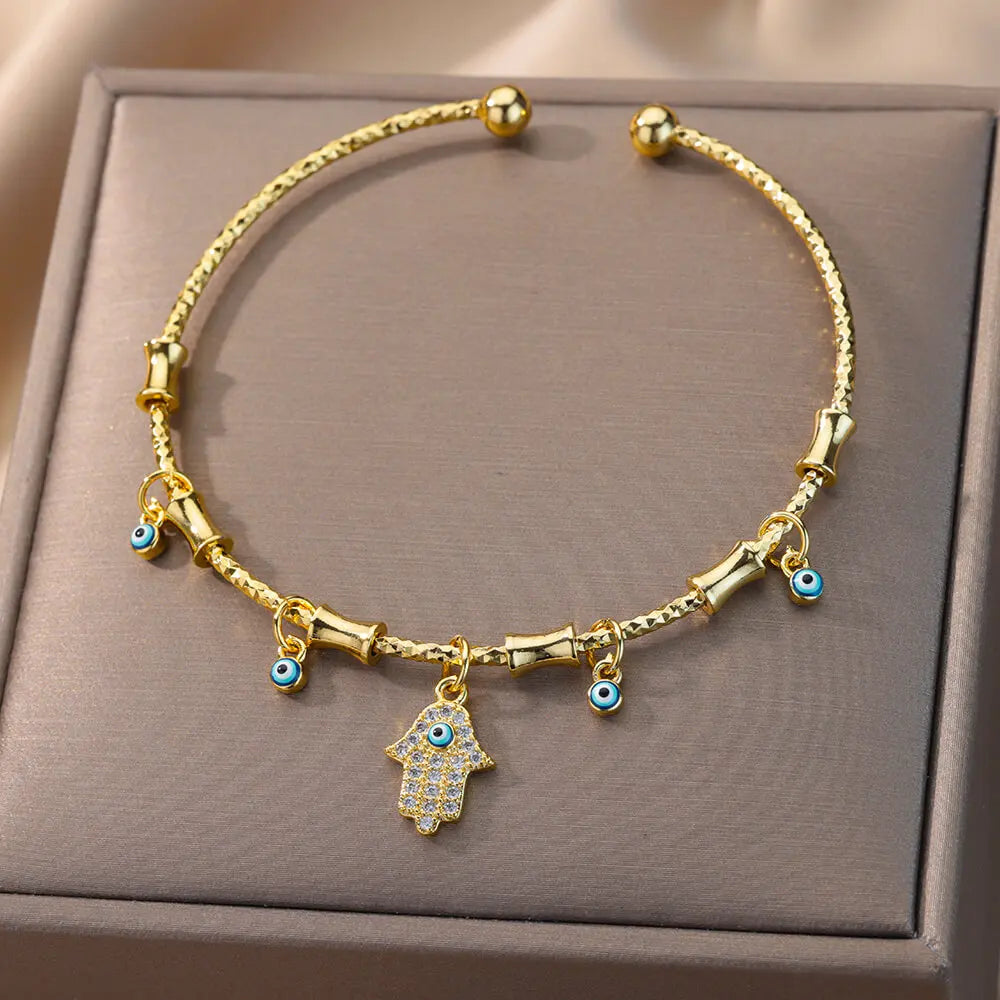 evil eye charm bracelet stainless steel