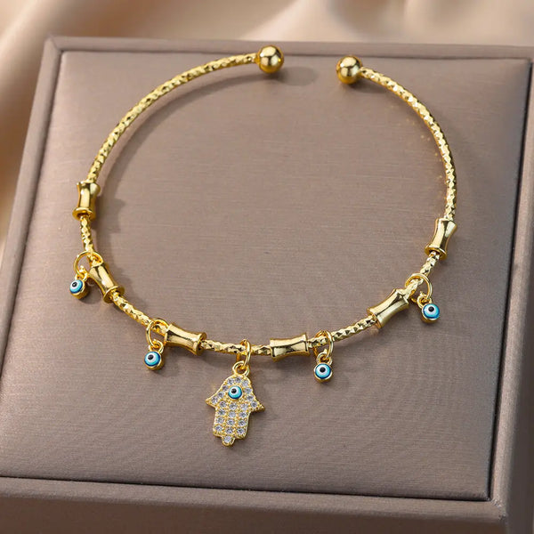 evil eye charm bracelet stainless steel
