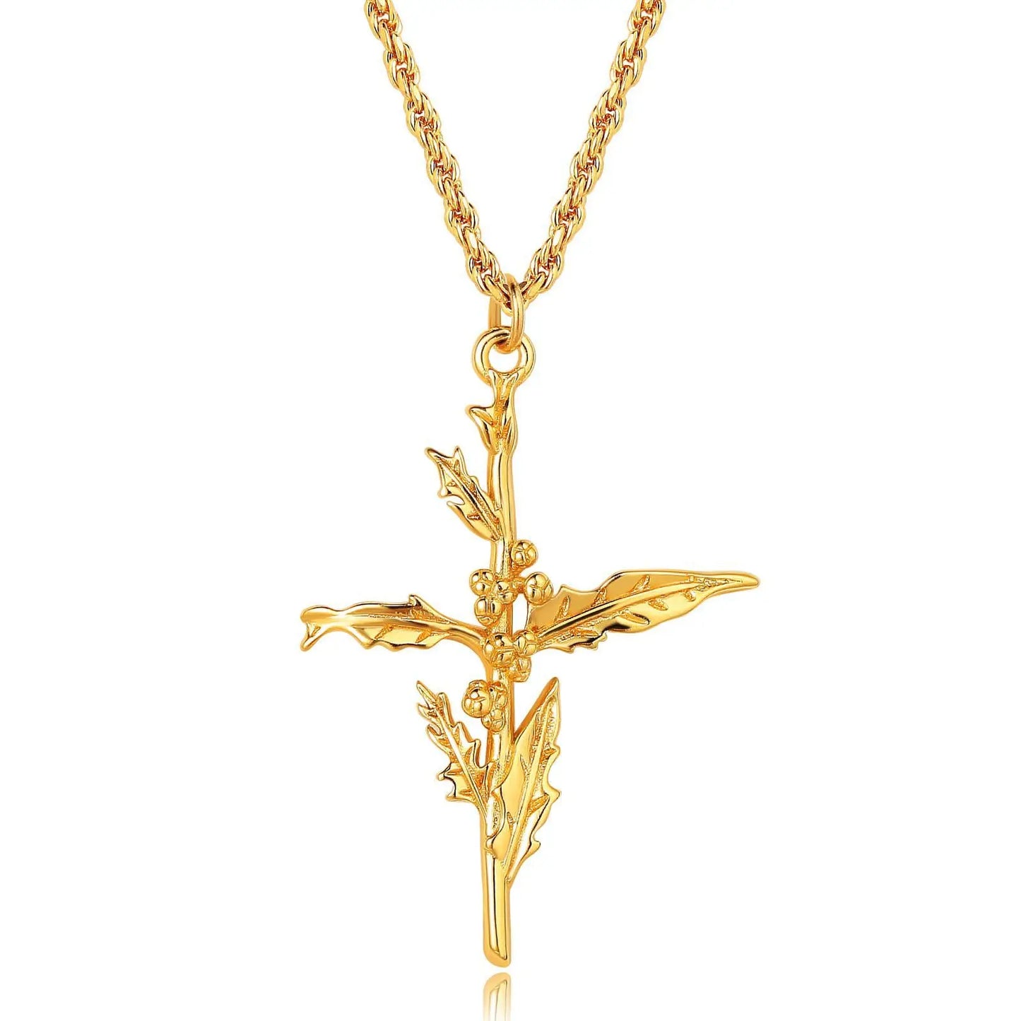 18k gold birth flower necklace close-up