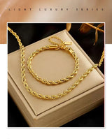 simple rope chain necklace and bracelet set