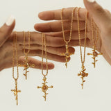 18k gold birth flower necklace close-up
