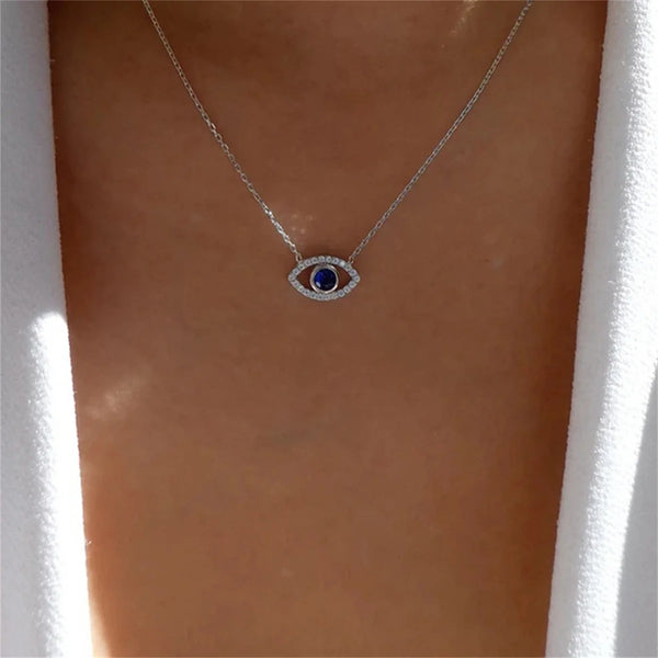 crystal evil eye necklace stainless steel