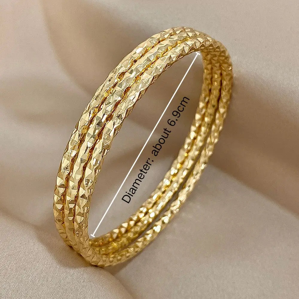 3pc geometric bangles stainless steel gold set