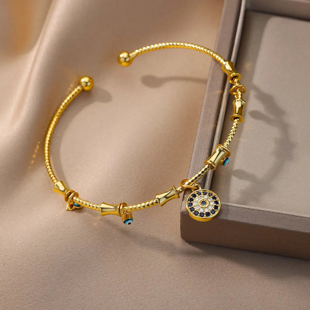 evil eye charm bracelet stainless steel