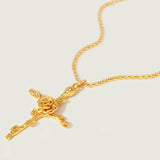 personalized gold birth flower jewelry on model