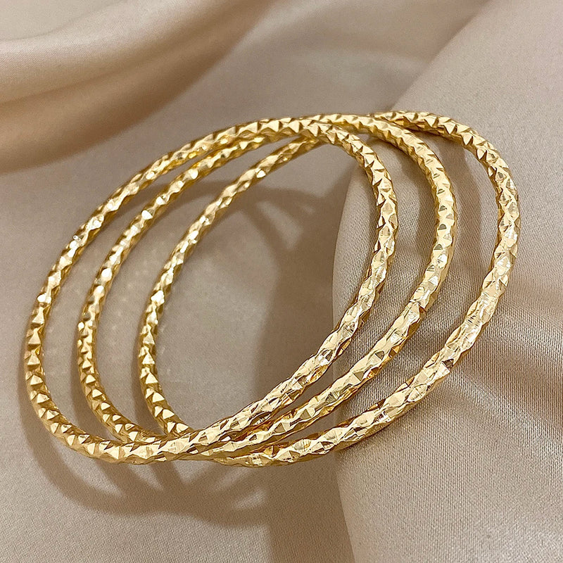 minimalist stainless steel bangles trio