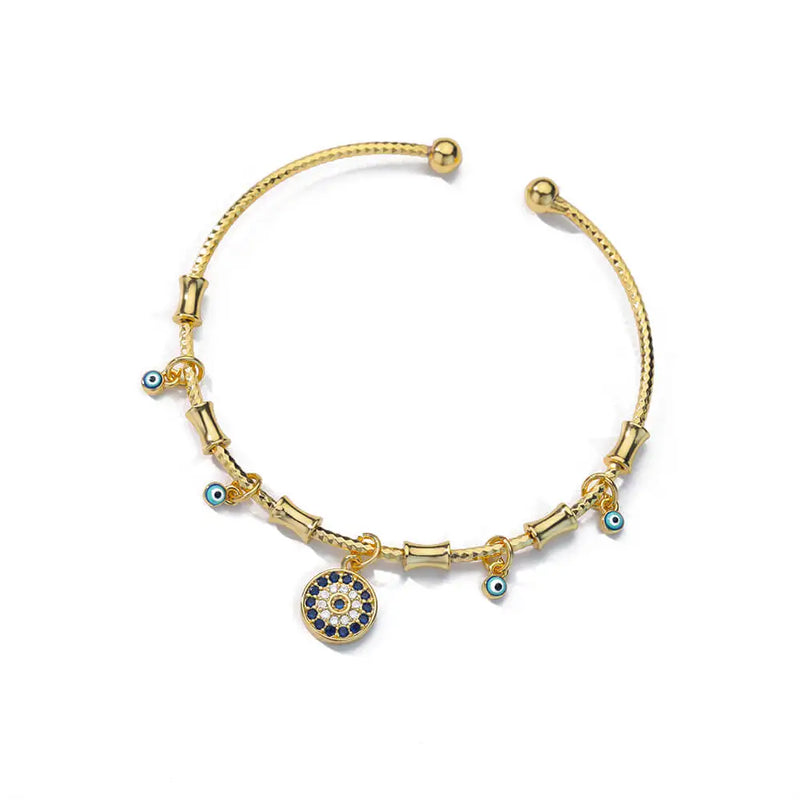 adjustable evil eye bracelet on wrist