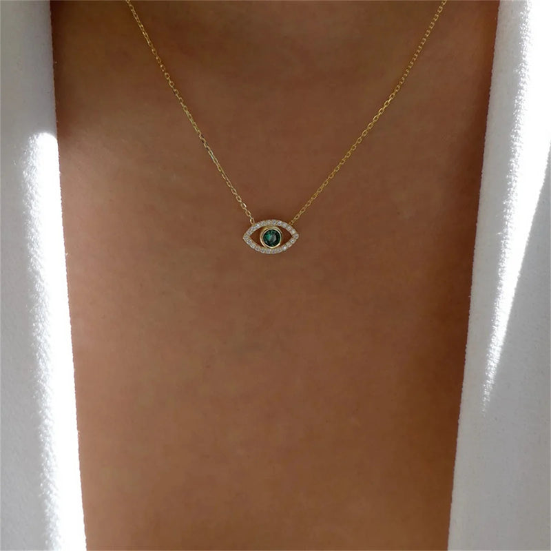 crystal evil eye necklace stainless steel