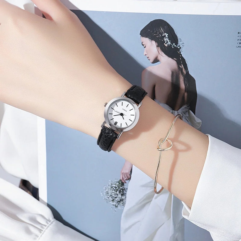 minimalist women’s quartz watch on wrist
