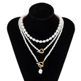 elegant layered faux pearl necklace close-up