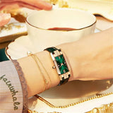minimalist square leather strap ladies watch
