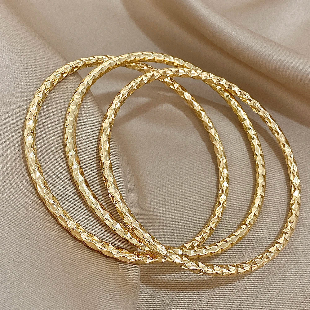 3pc geometric bangles stainless steel gold set