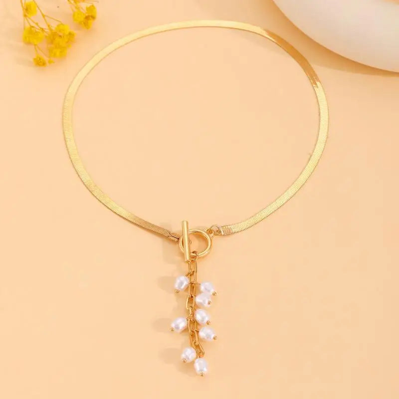 lightweight stainless steel pearls necklace