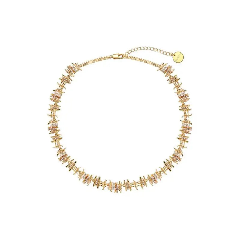 stainless steel zircon earrings and choker set