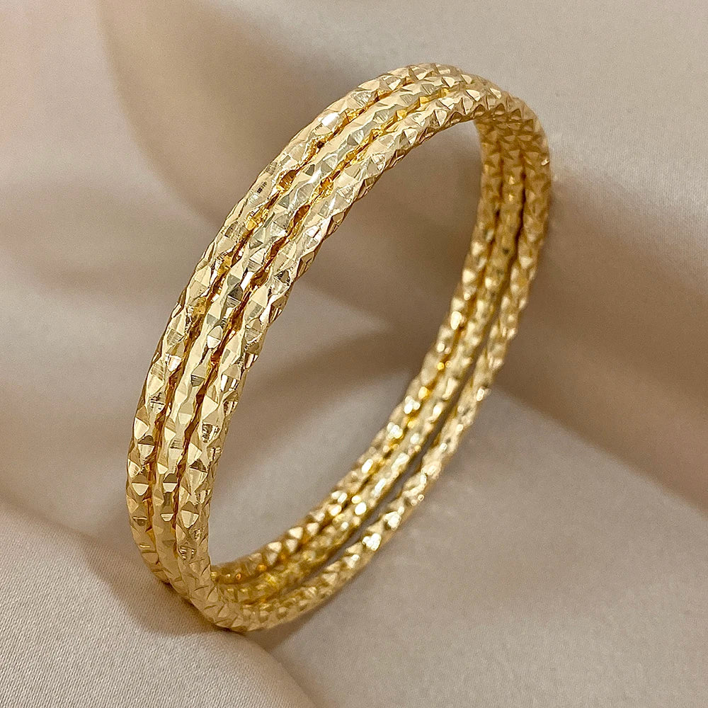 3pc geometric bangles stainless steel gold set