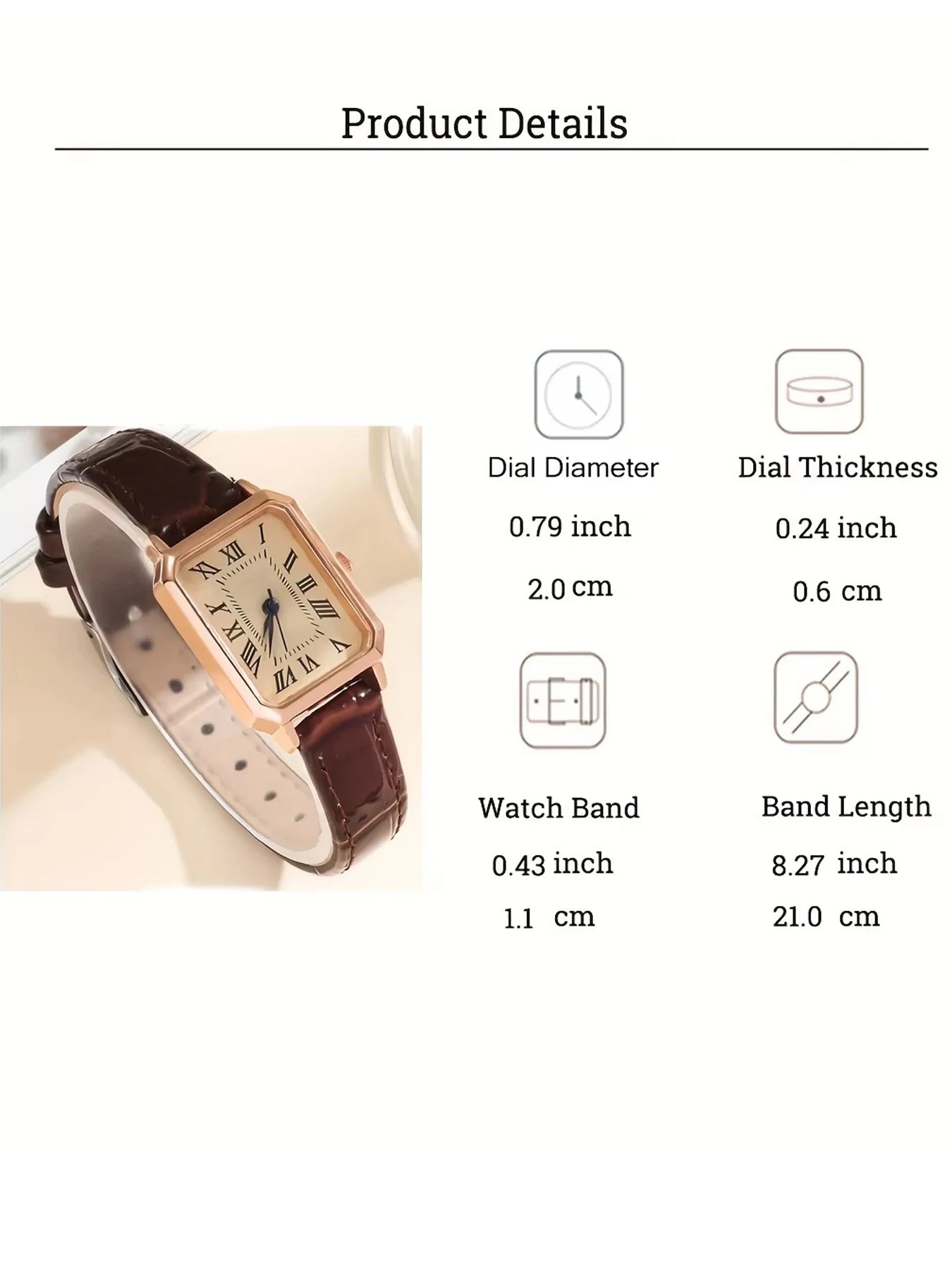 vintage leather strap quartz watch for women