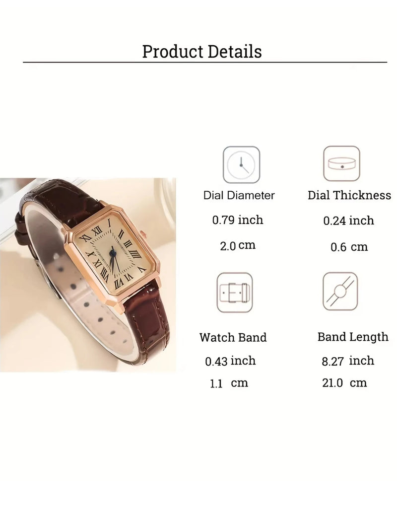 vintage leather strap quartz watch for women