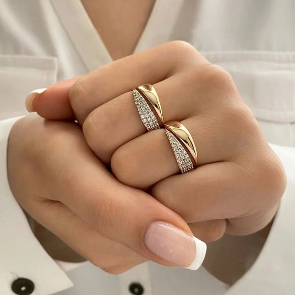 18k elegant curve ring gold plated stainless steel