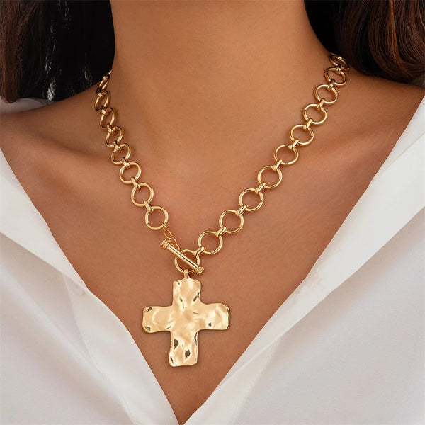 cross buckle necklace 14k gold plated