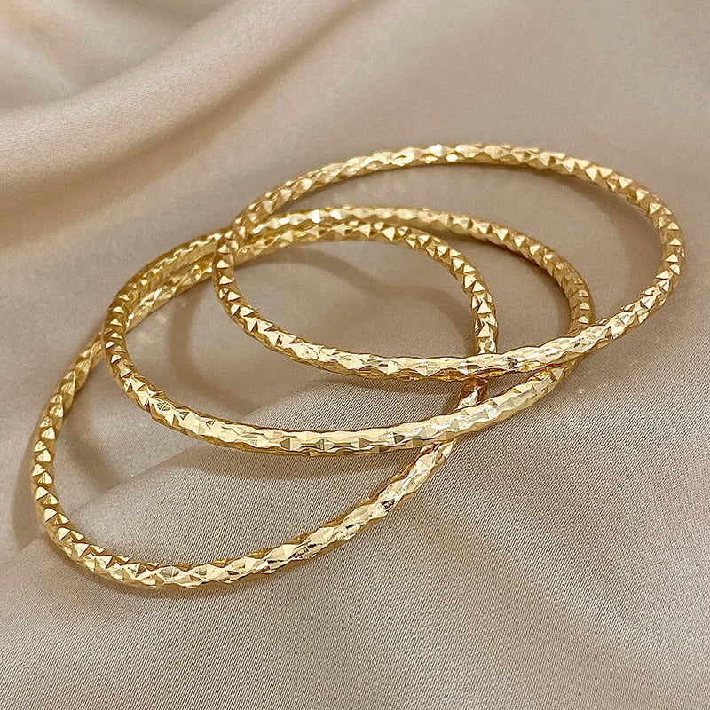 minimalist stainless steel bangles trio