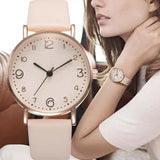aria classic leather quartz watch with arabic numerals