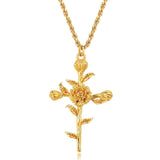 18k gold birth flower necklace close-up