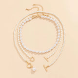 multi layer pearl necklaces set with three strands