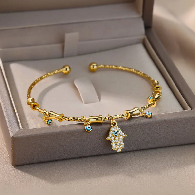 evil eye charm bracelet stainless steel