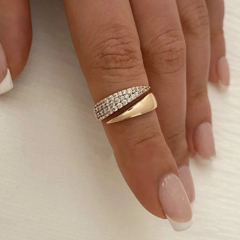 minimalist 18k gold ring on hand