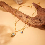protective evil eye necklace on model