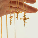 18k gold birth flower necklace close-up