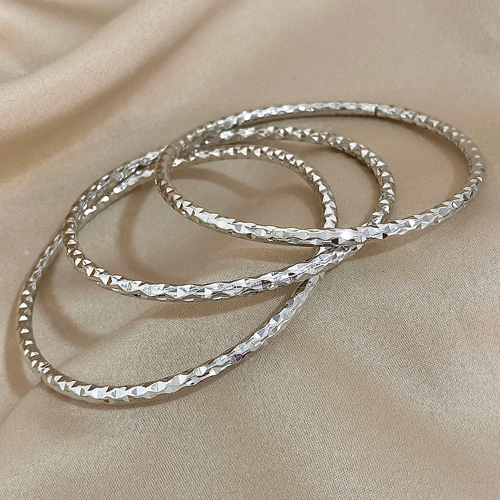 minimalist stainless steel bangles trio